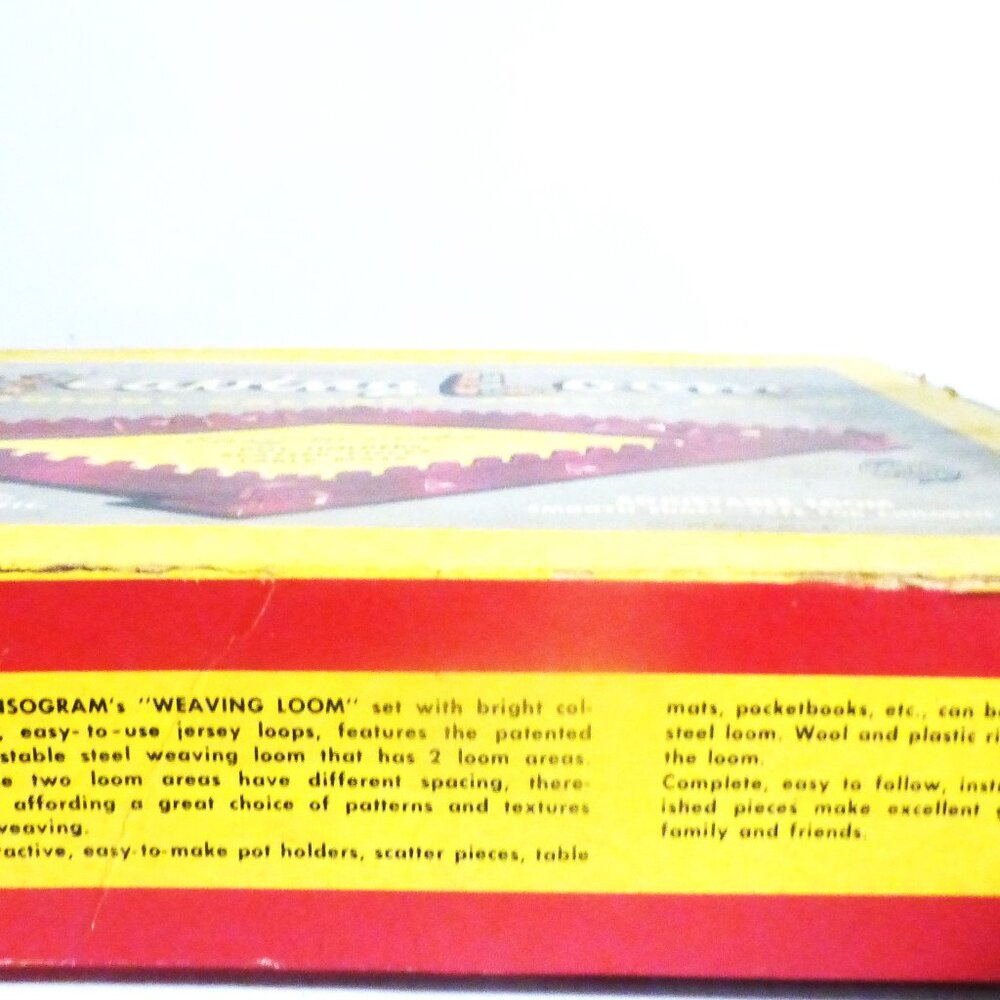 1954 Adjustable WEAVING LOOM Vintage Linen Hand Knitted Pot Holders Table Mats - Picture 13 of 13